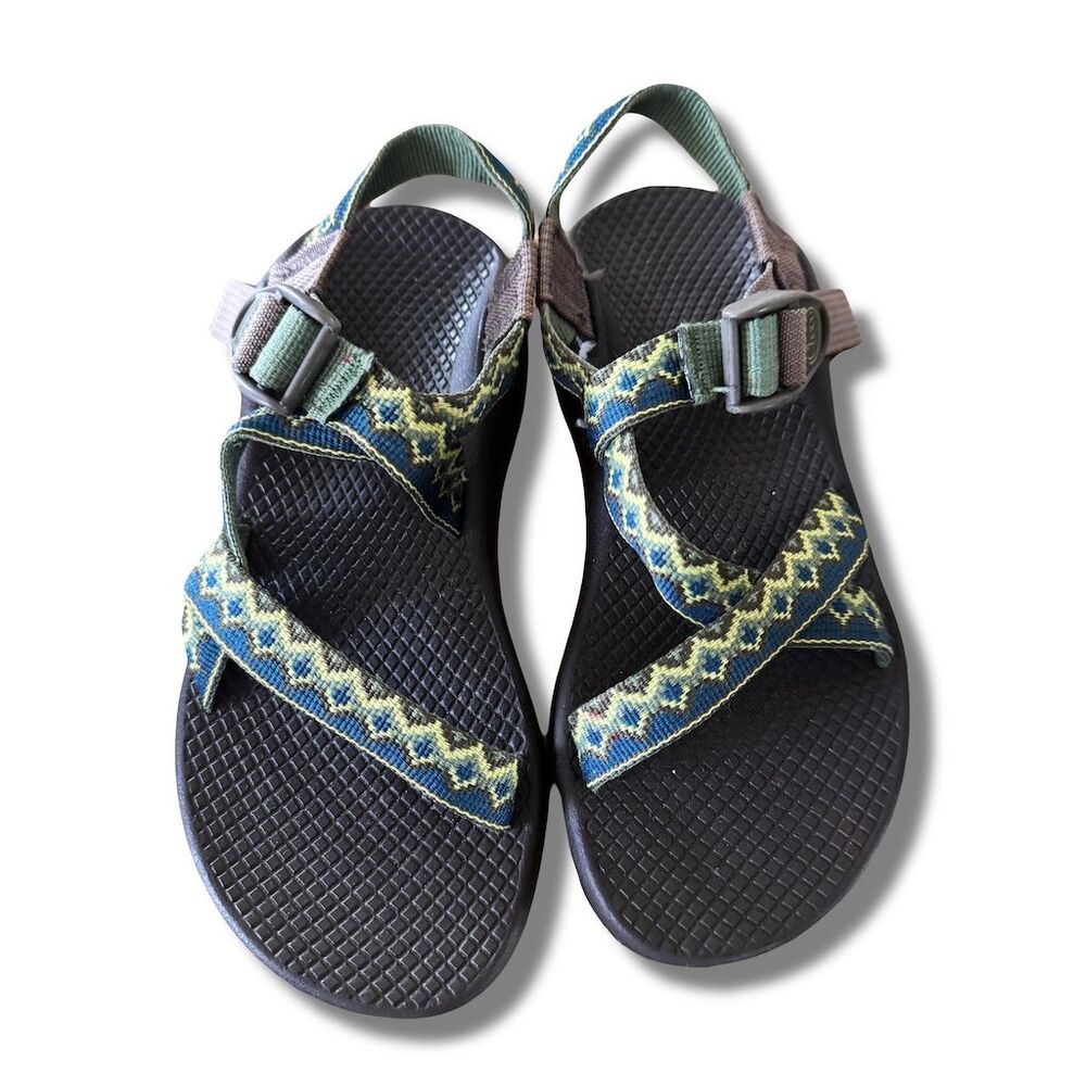Chaco Women's Sandals Size 5 Green Diamond Pattern Vibram Sole - Picture 2 of 7